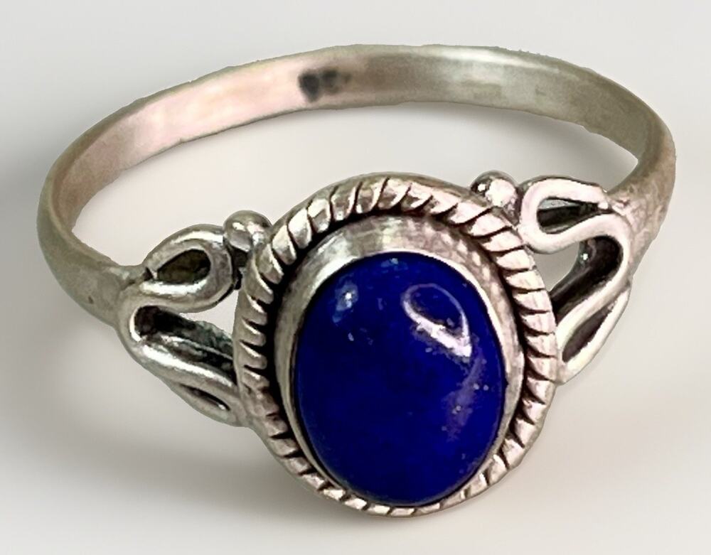 Handcrafted Sterling Silver and Lapis Lazuli Statement Ring Size 7 Southwestern